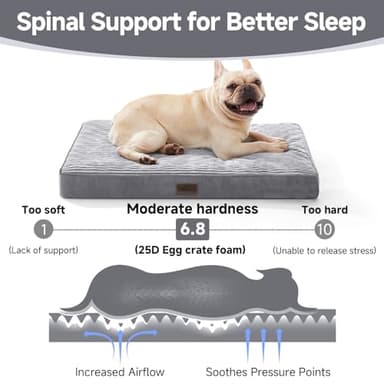OhGeni Orthopedic Waterproof & Machine Washable Dog Bed for Small Medium Pets, Suitable for Crates, Cat Mat with 25D Egg Crate Foam, Removable Cover & Invisible Zipper, 30 Inches(Gray) - Image 3