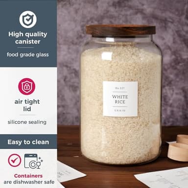 CZSZYGHBAO 2 PCS Large Glass Jar with Airtight Lid, Glass Food Storage Jars for Tea,Spice,Cereal, Egg,Flour,Coffee and More(1 gallon/4000 ml) - Image 6