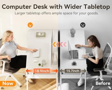 ODK Computer Desk with 6 Drawers, 40 Inch Small Desk with Storage, Reversible Desk with Headphone Hook for Home Office, Work Study Table for Bedroom, White - Image 5