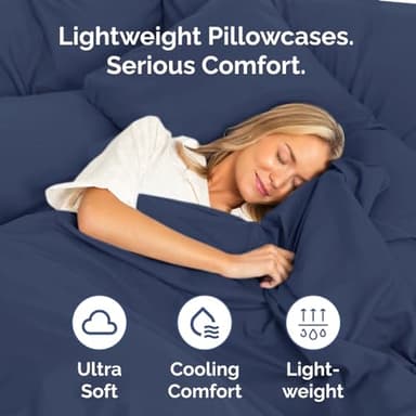 King Pillow Cases Set of 2 - Ultra Soft Hotel Quality Pillowcase Covers - Luxury Comfy Bedding for Women, Men, Kids and Teens - Machine Washable Pillow Protectors - 2 Pieces Set - King Size Navy Blue - Image 3