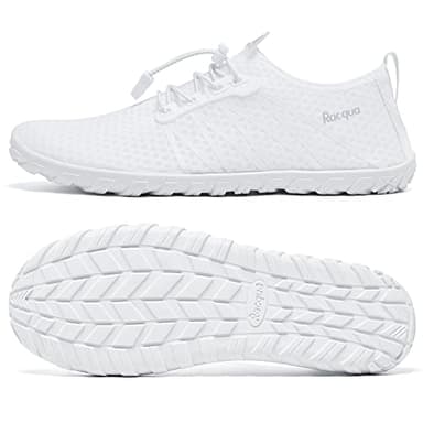 Racqua Men&Women Water Shoes Breathable Barefoot Pool Shoes Outdoor Windsurfing Beach Volleyball Sailing Beach Swim Shoes White 8.5 Women/7.5 Men - Image 4