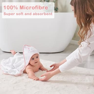 Viviland Baby Towels and Wash Cloths Set - Hooded Towels, Face Towels, Burp Cloths or Wipes - Absorbent Bath Towels - 6-Pack, Size 28 x 28 Inch (Pink Unicorn) - Image 3