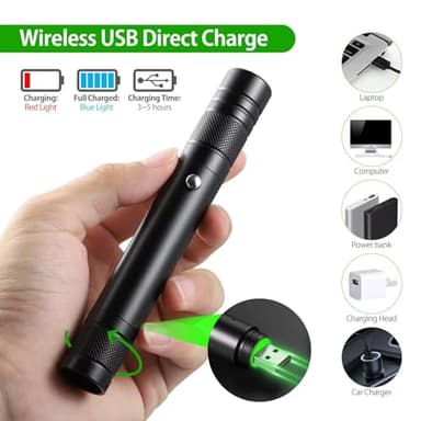 Green Laser Pointer High Power Rechargeable Lazer Pointer, Laser Pen with Long Range Adjustable Focus with Star Cap, Laser Pointer Pen Suitable for Outdoor, Astronomy, Cats Dogs (Green) - Image 7