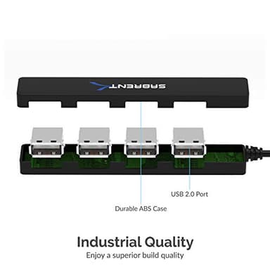 SABRENT 4 Port Portable USB 2.0 Hub (9.5" Cable) for Ultra Book, MacBook Air, Windows 8 Tablet PC (HB-MCRM) - Image 6