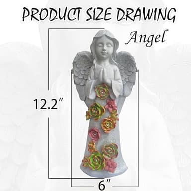 VIOYOUNS Angel Solar Garden Outdoor Statues with Succulent Plants and 6 LED Lights– Outside Solar Garden Decor Figurines -Remembrance & Sympathy Gifts Decorations - Image 4