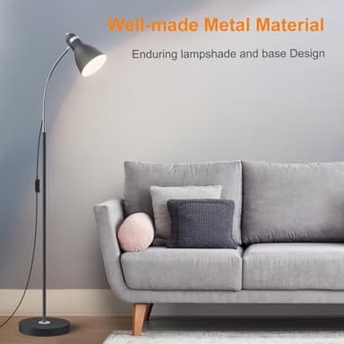 LEPOWER Floor Lamp, Metal Standing Lamp with Adjustable Gooseneck, Heavy Metal Base, Reading Pole Lamp for Office, Black Floor Lamps for Bedroom, Living Room - Image 2