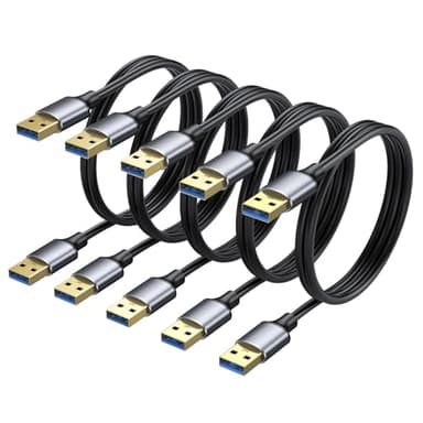 ApoJodly USB Cable 3FT 5-Pack, USB 3.0 Cord USB A Male to Male Cable Double Sided Compatible with Hard Drive, Laptop Cooler, DVD Player and More - Image 1