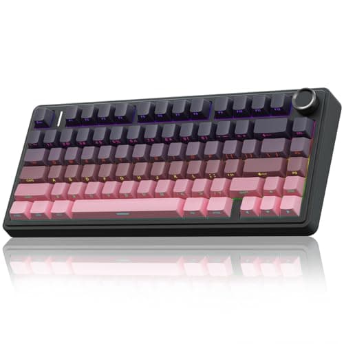 AULA F75 Pro Wireless Mechanical Keyboard,75% Hot Swappable Custom Keyboard,RGB Backlit,Pre-lubed Reaper Switches,Side Printed PBT Keycaps Mechanical Gaming Keyboards, Pink&Black - Image 1