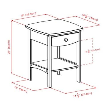 Winsome 22 x 18 x 18-Inch Wood Curved End Table/Night Stand with One Drawer, Brown (94918) - Image 3