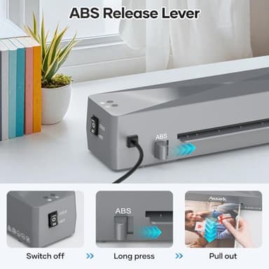 Assark Laminator Machine 9 Inch, laminator with 10 Laminating Sheets, Laminating Machine Quick preheating with Paper Cutter, Low Noise, Plastificadora with ABS Jam Free - Image 5
