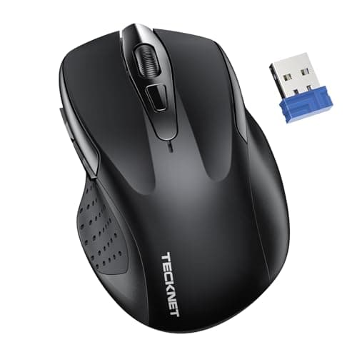 TECKNET Wireless Silent Mouse, Quiet Click, 2.4G Optical Cordless Mouse, 6 Adjustable 4000 DPI, Computer Mice for Laptop, Chromebook - Black - Image 1