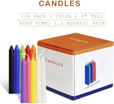 YOROXRG 100 pcs Spells Chime Candles Unscented Assorted Colors Mini Taper Candles | 4" Tall x 1/2" Diameter | Great for Casting Chimes, Rituals, Spells - Image 2