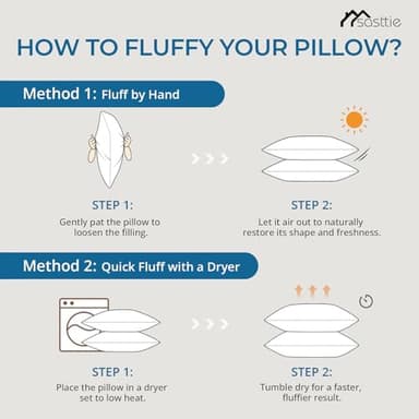 Sasttie Pillows Queen Size Set of 2, Bed Pillows for Side, Back, and Stomach Sleepers - Oeko-Tex Certified Down Alternative Plump Filling - Hotel Quality and Machine Washable, 2 Pack - Image 9