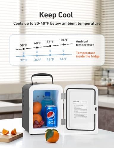 AstroAI Mini Fridge, 4 Liter/6 Can AC/DC Portable Thermoelectric Cooler Refrigerators for Skincare, Beverage, Food, Home, Office and Car, ETL Listed (Black) - Image 3