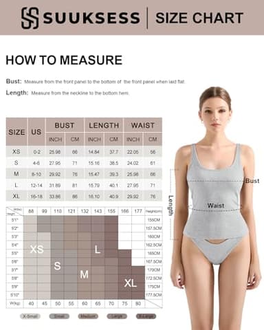 SUUKSESS Women Padded Cotton Ribbed Long Tank Tops 2025 Summer Going Out Basic Scoop Neck Cami Tops Sleeveless Casual Shirts (Black, M) - Image 6
