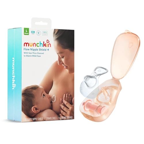 Munchkin® Flow Nipple Shield + with See-Thru Channel to Watch Milk Flow - Nurse Confidently and Meet Your Breastfeeding Goals, Silicone - 24mm - Image 1