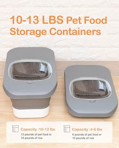 DDMOMMY 10-13 Lbs Dog Food Stroage Container, Collapsible Dog Food Containers with Airtight Lid, Pet Food Scoop and Silicone Dog Bowl, Pet Food Storage Container Dry Food for Dog, Cat and Other Pets - Image 2