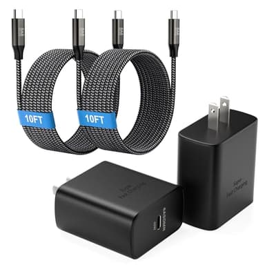 45W Super Fast Charger Type C, [2 Pack] 45 Watt USB-C Charger PD/PPS Wall Charging Block for Samsung Galaxy S25 Ultra/S25+/S25/S24/S23 Ultra/S23+/S22 Ultra/S22+/S20 Ultra, Tab S8(with 2X 10ft Cable) - Image 1