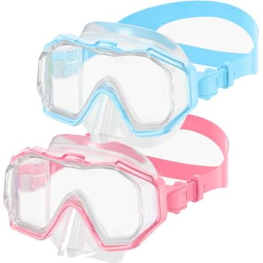Bairuifu Kids Swim Goggles for Kids 4-16, Anti-Shattered Lens/Anti-Fog / 180 Panoramic View/Nose Cover Swimming Goggles - Image 1