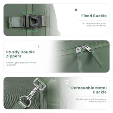 Sinaliy Travel Backpack, Carry on Flight Approved Backpack with Multi-Pockets, TSA Waterproof 17.3inch Laptop Backpack, Personal Item Travel Bag for Men Women, Army Green - Image 7