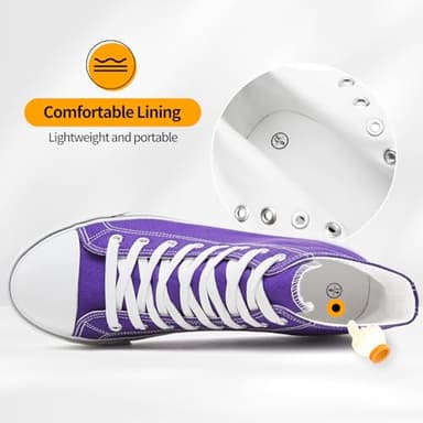 ZGR Men's High Top Canvas Sneakers Lace Up Canvas Shoes Classic Casual Walking Shoes High Top Sneakers for Men (Purple, US8.5) - Image 3
