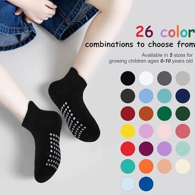 jealkip 6 Pairs Baby and Toddler Socks,Soft Cotton Non-Slip Ankle Socks for New Born,Boys and Girls,6-12 Months,(Caramel/red/redbrown/darkgreen/orange/yellow) - Image 5
