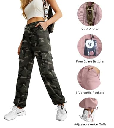 Women's High Waist Cargo Camouflage Pant Relaxed-fit Jogger Army Fatigue Pants Sweatpants - Image 2