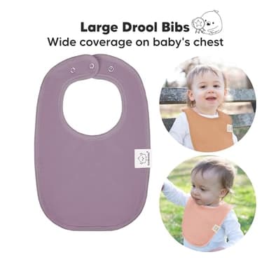 8-Pack Organic Baby Bibs for Boys, Girls - Soft Cotton Drooling and Teething Bibs for Baby Girl & Boy, Extra Absorbent, Easy to Clean & Put On for Toddler, Newborn, Infant 0-24 Months (Mauve) - Image 2