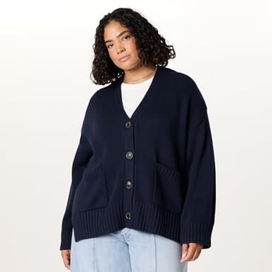The Drop Women’s Brigitte Chunky Button Front Pocket Ribbed Cardigan, Navy, XXS - Image 5