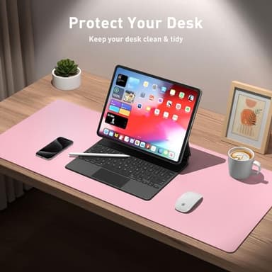 Aothia Leather Desk Pad Protector, Mouse Pad, Office Desk Mat, Non-Slip PU Leather Desk Blotter, Laptop Desk Pad, Waterproof Desk Writing Pad for Office and Home (36" x 17", Fairy Pink) - Image 3