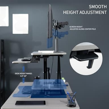 VIVO Height Adjustable 32 inch Standing Desk Converter with Dual 13 to 30 inch Monitor Stand, Sit Stand Monitor Mount and Desk Riser, Gray, DESK-V000K-M2G - Image 4