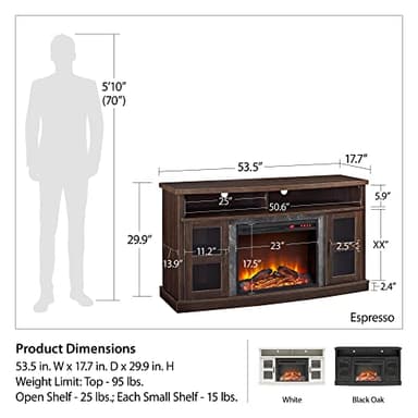 Ameriwood Home Barrow Creek Fireplace Console with Glass Doors for TVs up to 60", Espresso - Image 4