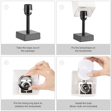 Small Table Lamp for Bedroom - Bedside Lamps for Nightstand, Minimalist Night Stand Light Lamp with Square Fabric Shade, Desk Reading Lamp for Kids Room Living Room Office Dorm - Image 8