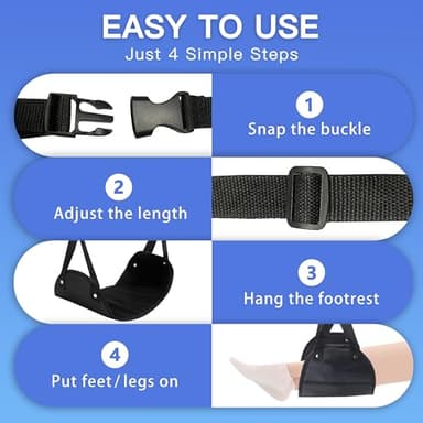 2-Pack Airplane Travel Footrest Hammock - Perfect Airplane Foot Hammock to Relax Your Feet - Travel Essentials Comfy Foot Hanger Plane Footrest for Long Trip - Image 7