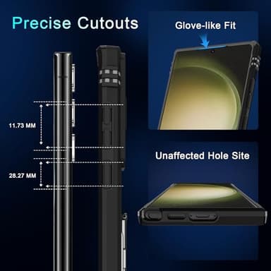 DEERLAMN Case for Samsung Galaxy S24 Ultra with Slide Camera Cover+Screen Protector (1 Pack), Rotated Ring Kickstand Military Grade Shockproof Protective Cover-Black - Image 7