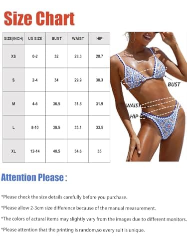 BIKINX Womens Swimsuits Sexy Thong Micro Bikini Ditsy Floral Two Piece Sets Bathing Suit Color Block Bandeau Swim Top - Image 4