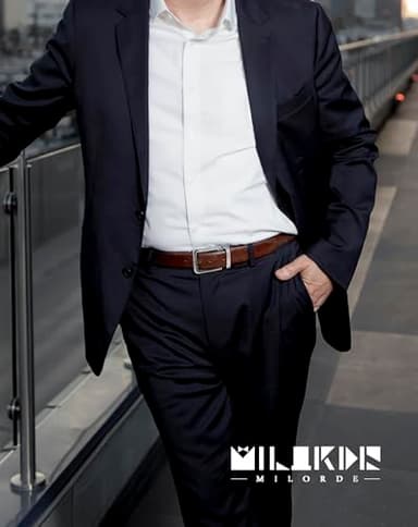 MILORDE Men’s Reversible Leather Belt for Casual Golf Dress Pants Shirts, Double Style - 2 Sides (Black/Brown - M901-34) - Image 4