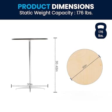 Flash Furniture Lars 30'' Round Wood Cocktail Table with 30'' and 42'' Columns, Adjustable Wood Standard or Bar Height Tall Round Table for Events or Home Use, Natural - Image 3