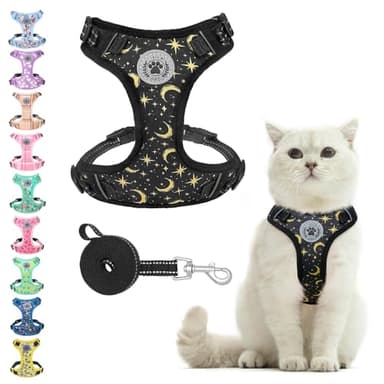 BEAUTYZOO Cat Harness and Leash Set for Walking Escape Proof, Neck Release Adjustable Harness for Kitten Puppy Small Medium Large Cats, Soft Cute Easy Control Small Cat Harness for Cats Boy and Girls - Image 1