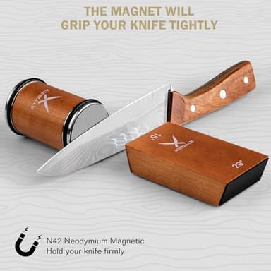 AIERLIAN Knife Sharpener Tool, Rolling Knife Sharpener Kit, Knife Sharpening with Diamonds and Ceramic for Steel of Any Hardness, Kitchen knife Sharpener with 15 & 20 Degree Magnetic Angle(Brown) - Image 5