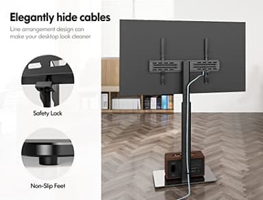 FITUEYES Floor TV Stand for 32 39 40 43 49 50 55 60 Inch TVs, TV Floor Stand with Swivel Mount, Max Holds 66lbs, White Glass Base, Height Adjustable TV Mount for Corner & Bedroom - Image 5