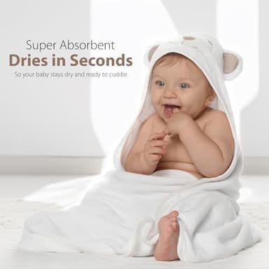 MINIBOO Hooded Baby Towels for Newborn & Toddler - Super Soft Baby Bath Towels with Hood, Highly Absorbent Viscose Made from Bamboo Hooded Towel for Boys, Girls, Newborn Essentials. - Image 7
