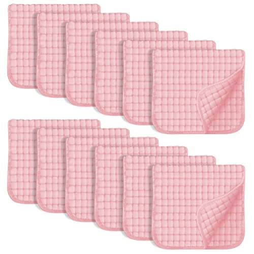 SWEET DOLPHIN 12 Pack Muslin Burp Cloths Large 100% Cotton Hand Washcloths for Baby - Baby Essentials Extra Absorbent and Soft Boys & Girls Milk Spit Up Rags for Newborn Registry - Pink, 20" X10" - Image 1
