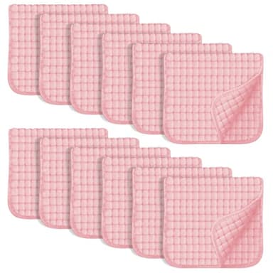 SWEET DOLPHIN 12 Pack Muslin Burp Cloths Large 100% Cotton Hand Washcloths for Baby - Baby Essentials Extra Absorbent and Soft Boys & Girls Milk Spit Up Rags for Newborn Registry - Pink, 20" X10" - Image 1