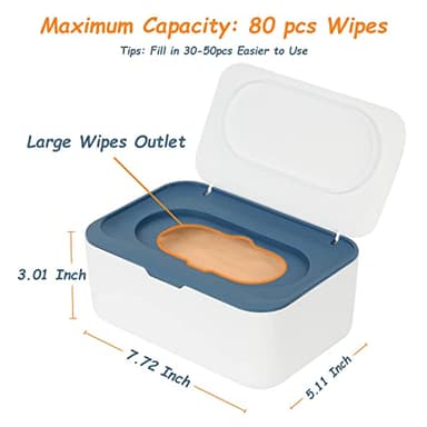2 Pack Wipes Dispenser, Wipe Holder for Baby & Adult, Seposeve Refillable Wipe Container, Keeps Wipes Fresh, One-Handed Operation. Non-Slip, Easy Open/Close Wipes Pouch Case(2 Blue) - Image 2