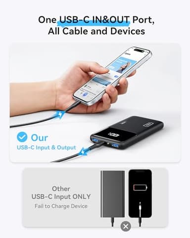 INIU Portable Charger, Slimmest Fast Charging 10000mAh USB C in/Out Power Bank, 22.5W PD3.0 QC4+ Battery Pack, Portable Phone Charger for iPhone 16 15 14 13 12 Pro Samsung S22 S21 Google AirPods iPad - Image 4
