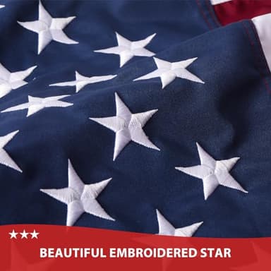 American Flag 10x15 Ft Ultra Durable Tear-Resistant Series, Made From Heavy Duty Water Resistant Polyester Canvas Embroidered Stars, Sewn Stripes, Brass Grommerts US Flags Perfect - Image 3