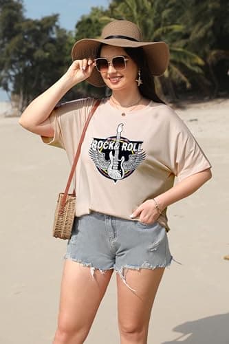 IN'VOLAND Womens Short Sleeve Oversized Tops Summer Crew Neck Loose Casual Tee T-Shirt - Image 2