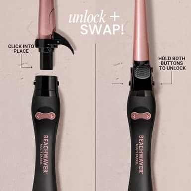 The Beachwaver Co. Multi Barrel Beachwaver - Pink Rosegold | Professional Ceramic Rotating Curling Iron w/ 3 Attachments | Adjustable Heat, Ergonomic Handle, Travel-Friendly | B-Series (BWIB3N11136) - Image 2