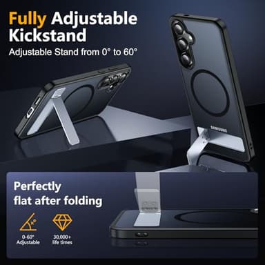 SPIDERCASE Magnetic for Samsung Galaxy S25 Case, [3 Stand Ways][ Military Grade Drop Protection] with Invisible Stand Shockproof Slim Case for Samsung Galaxy S25 6.2", Black - Image 4